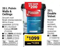 Builders Warehouse Plascon 20 L Polvin Walls & Ceilings offer