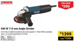 Builders Warehouse Makita 840 W 115 mm Angle Grinder offer