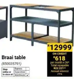 Builders Warehouse Braai table offer