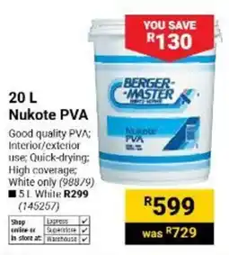 Builders Warehouse Berger Master Nukote PVA offer