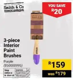 Builders Warehouse Smith & Co 3-piece Interior Paint Brushes Purple offer