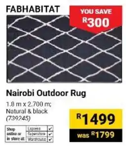 Builders Warehouse FABHABITAT Nairobi Outdoor Rug offer