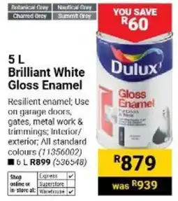 Builders Warehouse Dulux Brilliant White Gloss Enamel offer