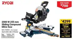 Builders Warehouse RYOBI 2000 W 255 mm Sliding Compound Mitre Saw offer