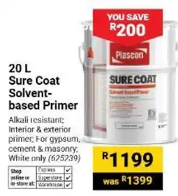 Builders Warehouse Plascon Sure Coat Solvent-based Primer offer