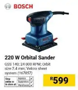 Builders Warehouse BOSCH 220 W Orbital Sander offer