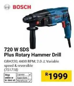 Builders Warehouse BOSCH 720 W SDS Plus Rotary Hammer Drill offer