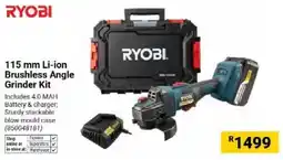 Builders Warehouse RYOBI 115 mm Li-ion Brushless Angle Grinder Kit offer