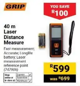 Builders Warehouse GRIP 40 m Laser Distance Measure offer