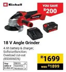 Builders Warehouse Einhell 18 V Angle Grinder offer