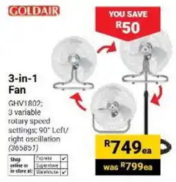 Builders Warehouse GOLDAIR 3-in-1 Fan offer