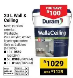 Builders Warehouse Duram Wall & Ceiling offer