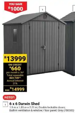 Builders Warehouse Keter 6 x 6 Darwin Shed offer