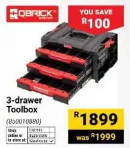 Builders Warehouse QBRICK 3-drawer Toolbox offer