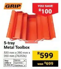 Builders Warehouse GRIP 5-tray Metal Toolbox offer