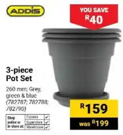 Builders Warehouse ADDIS 3-piece Pot Set offer
