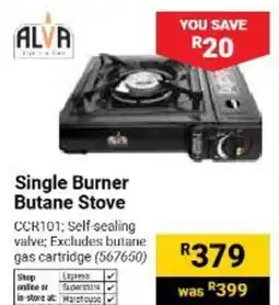 Builders Warehouse ALVA Single Burner Butane Stove offer