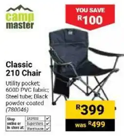 Builders Warehouse Camp Master Classic 210 Chair offer