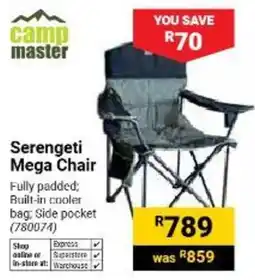 Builders Warehouse camp master Serengeti Mega Chair offer