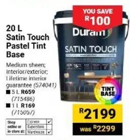 Builders Warehouse Durain Satin Touch Pastel Tint Base offer