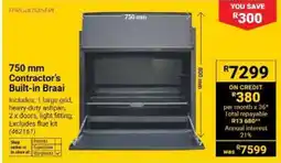 Builders Warehouse megamaster 750 mm Contractor's Built-in Braai offer