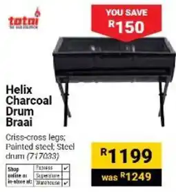 Builders Warehouse Helix Charcoal Drum Braai offer
