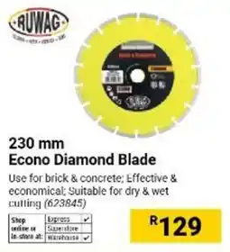 Builders Warehouse Ruwag Econo Diamond Blade offer