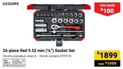 Builders Warehouse GEDORE 26-piece Red 9.52 mm (3/8") Socket Set offer