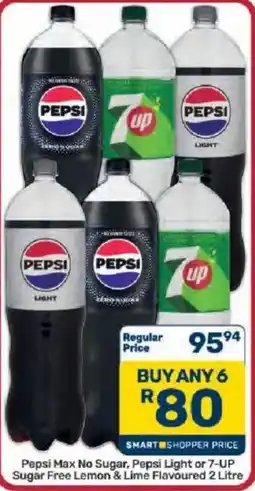 Pick n Pay Hypermarket Pepsi Max No Sugar, Pepsi Light or 7-UP Sugar Free Lemon & Lime Flavoured offer