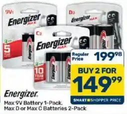 Pick n Pay Hypermarket Energizer Max 9V Battery 1-Pack, Max D or Max C Batteries 2-Pack offer