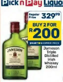 Pick n Pay Hypermarket Jameson Triple Distilled Irish Whiskey offer
