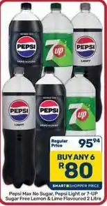 Pick n Pay Hypermarket Pepsi - pepsi max no sugar, pepsi light or 7-up sugar free lemon & lime flavoured offer