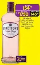 Shoprite Liquor Stretton's - original london dry/triple berry/wild berries/ruby orange gin 750ml offer