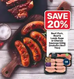 Pick n Pay Beef, Pork, Beef & Lamb, Sage or Chorizo Sausage offer