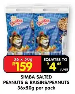 Shoprite SIMBA SALTED PEANUTS & RAISINS/PEANUTS offer