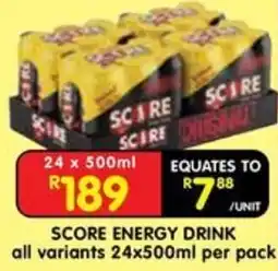 Shoprite SCORE ENERGY DRINK offer