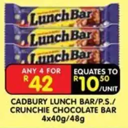 Shoprite CADBURY LUNCH BAR/P.S./CRUNCHIE CHOCOLATE BAR offer