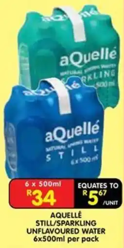Shoprite aQuellé STILL/SPARKLING UNFLAVOURED WATER offer