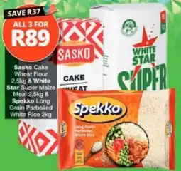 Checkers Hyper Sasko Cake Wheat Flour & White Star Super Maize Meal & Spekko Long Grain Parboiled White Rice offer
