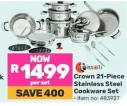 Game Crown 21-Piece Stainless Steel Cookware Set offer