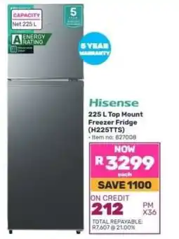 Game Hisense 225 L Top Mount Freezer Fridge (H225TTS) offer