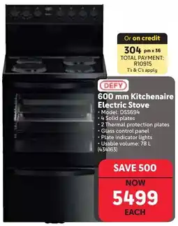 Makro DEFY 600 mm Kitchenaire Electric Stove offer
