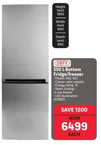 DEFY 350 L Bottom Fridge/freezer