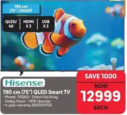 Makro Hisense 190 cm (75") QLED Smart TV offer