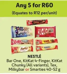 Makro Nestlé Bar One, KitKat 4-Finger, KitKat Chunky, Tex, Milkybar or Smarties offer