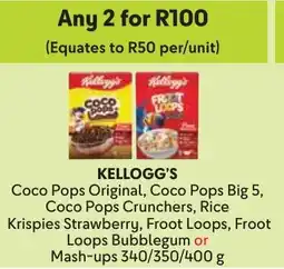 Makro Kellogg's Coco Pops Original, Coco Pops Big 5, Coco Pops Crunchers, Rice Krispies, Froot Loops Bubblegum or Mash-ups offer