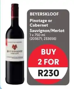 Makro Beyerskloof Pinotage or Cabernet Sauvignon/Merlot offer
