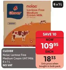 Makro Clover Nolac Lactose Free Medium Cream UHT Milk offer