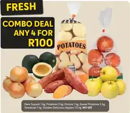 Makro Gem Squash, Potatoes, Onion, Sweet Potatoes, Tomatoes, Golden Delicious Apples offer