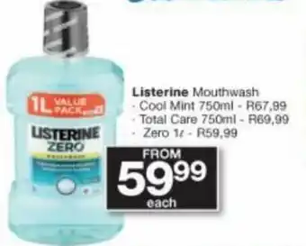 Checkers Hyper Listerine Mouthwash Zero 1L offer